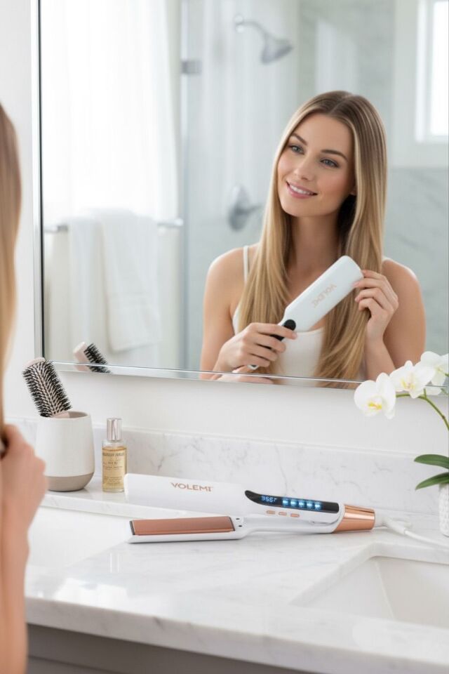 V-0099 GENİŞ Plakalı Saç Düzleştirici | Hızlı Isınma, Dijital LED Ekran, Parlak ve Pürüzsüz Saçlar