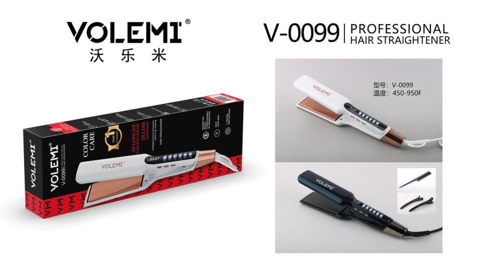 V-0099 GENİŞ Plakalı Saç Düzleştirici | Hızlı Isınma, Dijital LED Ekran, Parlak ve Pürüzsüz Saçlar