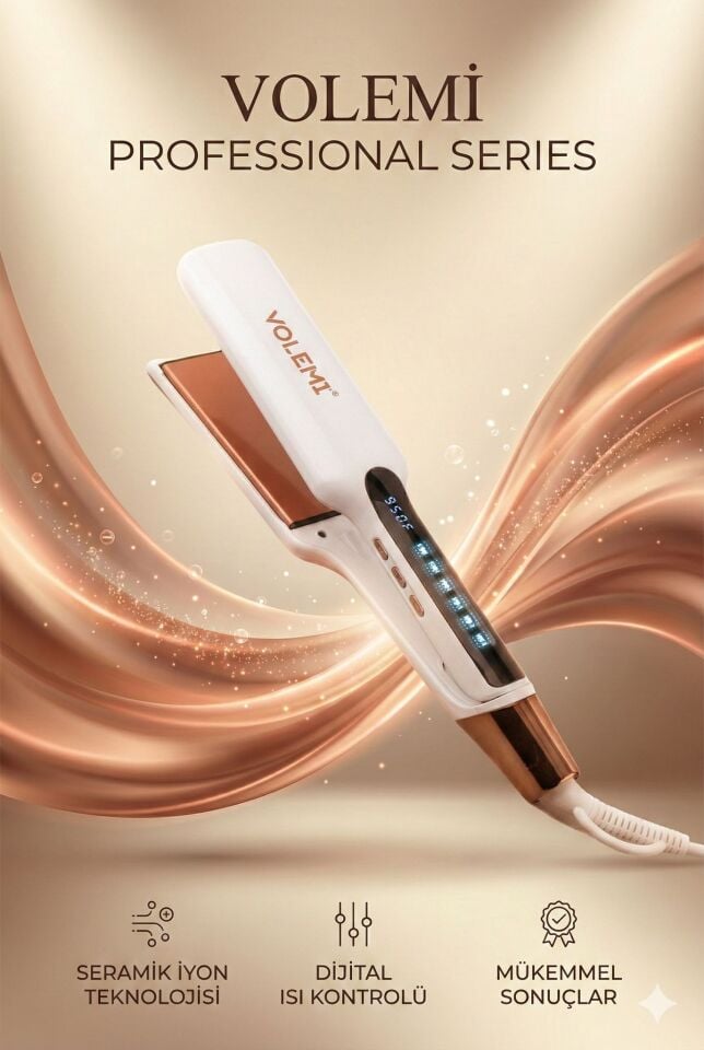 V-0099 GENİŞ Plakalı Saç Düzleştirici | Hızlı Isınma, Dijital LED Ekran, Parlak ve Pürüzsüz Saçlar