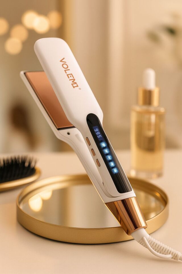 V-0099 GENİŞ Plakalı Saç Düzleştirici | Hızlı Isınma, Dijital LED Ekran, Parlak ve Pürüzsüz Saçlar