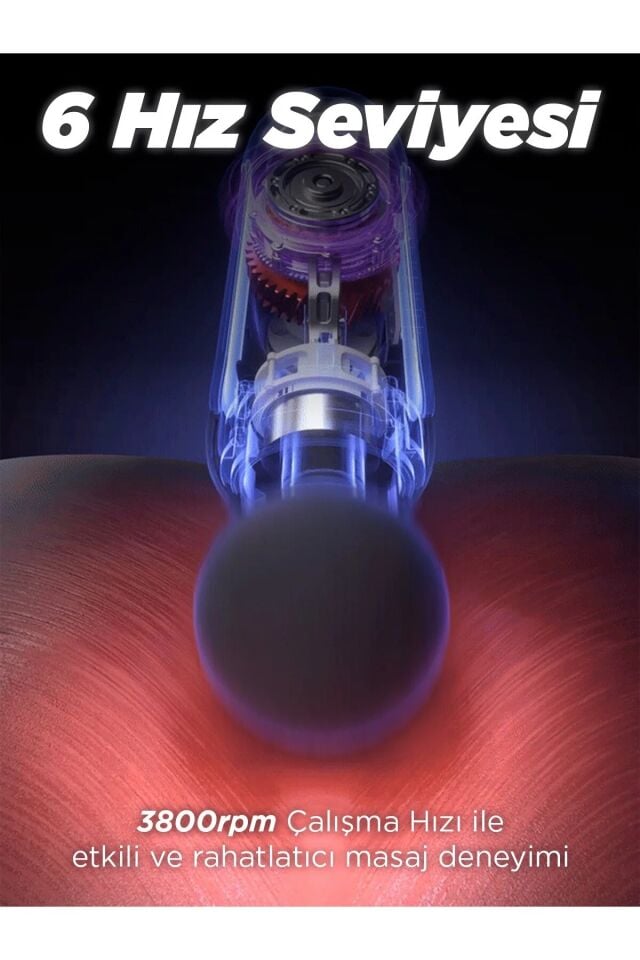 6 hız kademeli 4 Başlıklı Masaj Tabancası Masaj Aleti Şarjlı Titreşimli Sporcu Masaj Tabancası