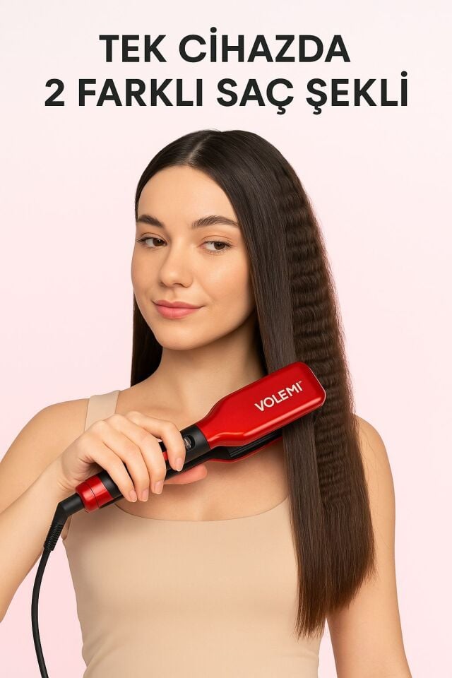 VOLEMİ V-0108 Profesyonel Çift Fonksiyonlu Saç Tostu ve Düzleştirici