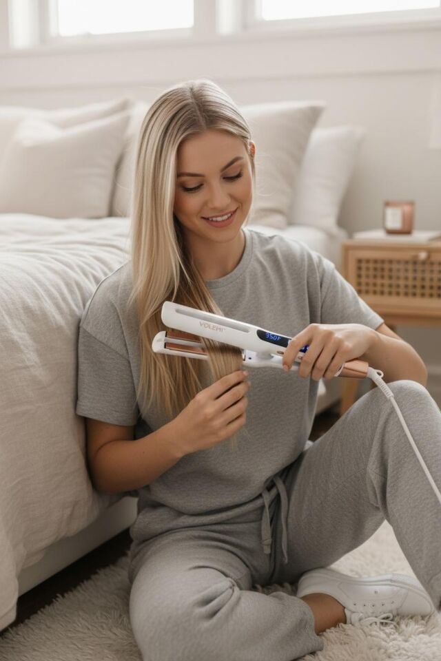 V-0102 Profesyonel Seramik Çift Plaka Saç Düzleştirici 11 farklı ısı Ayarlı Renk Koruma Teknolojisi