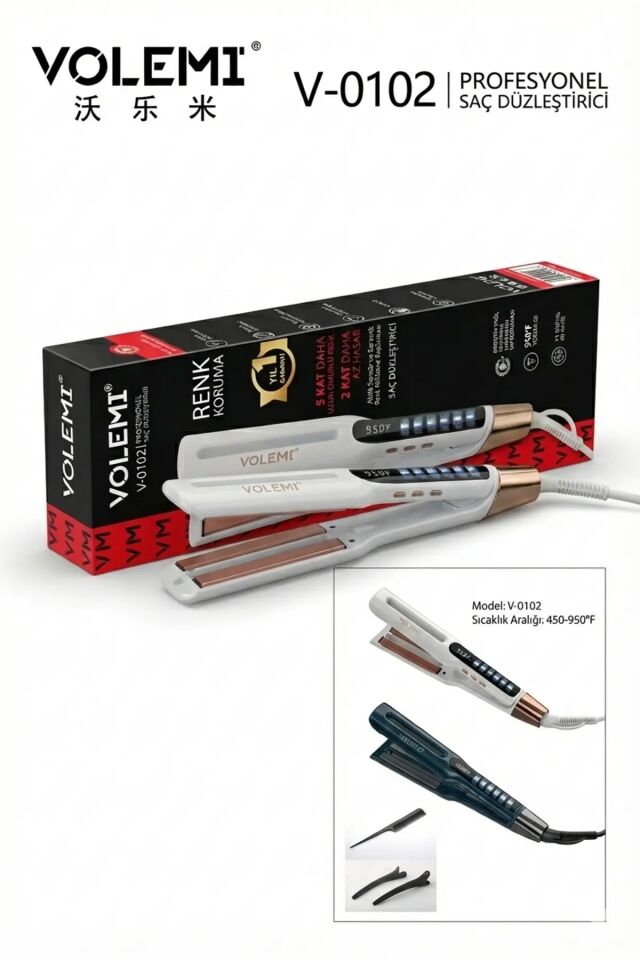 V-0102 Profesyonel Seramik Çift Plaka Saç Düzleştirici 11 farklı ısı Ayarlı Renk Koruma Teknolojisi