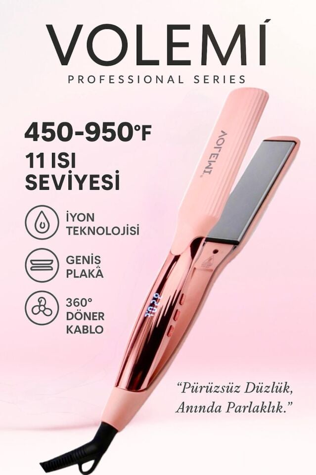 VOLEMİ V-0110 Profesyonel Geniş Seramik Plakalı Saç Düzleştirici
