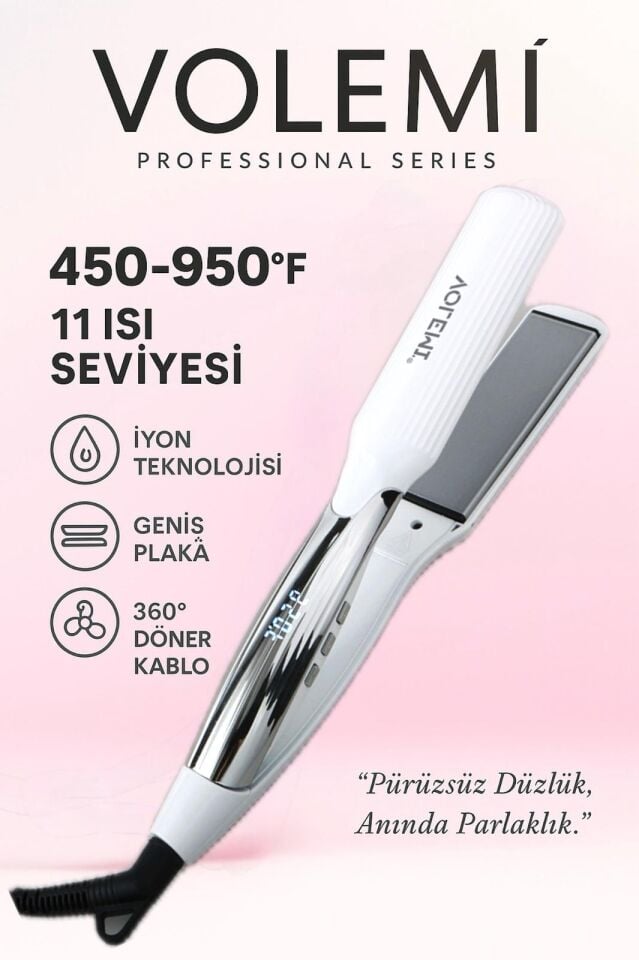 VOLEMİ V-0110 Profesyonel Geniş Seramik Plakalı Saç Düzleştirici