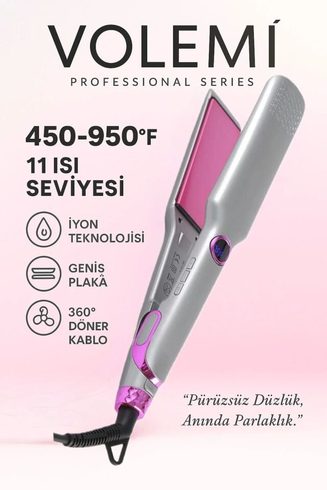 V-003 Geniş Seramik Plakalı Saç Düzleştirici Hızlı Isınma Dijital LED Ekran Parlak ve Pürüzsüz Saçlar