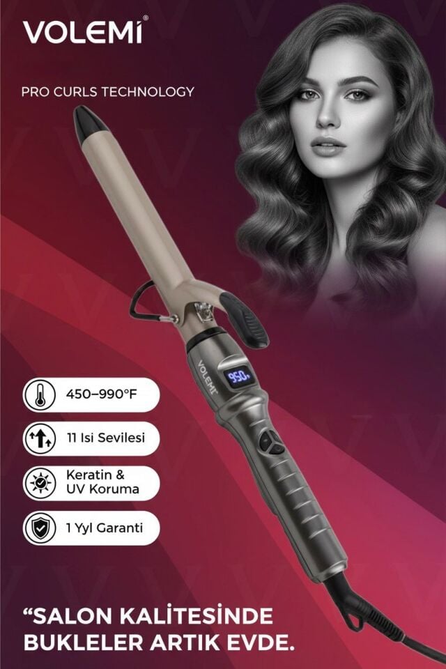 V-0112 Dijital Sensörlü Saç Maşası 450-950°F 11 Kademeli Profesyonel Bukle Şekillendirici