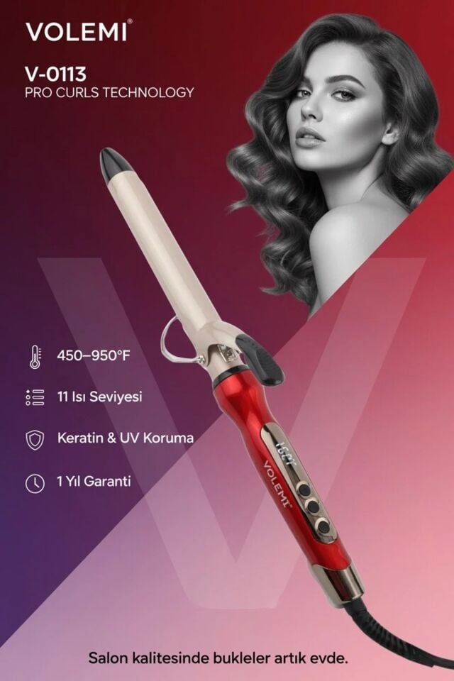 V-0113 Dijital Sensörlü Saç Maşası 450-950°F 11 Kademeli Profesyonel Bukle Şekillendirici