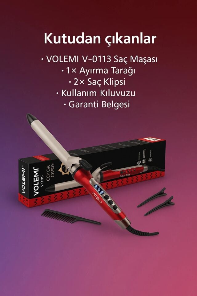 V-0113 Dijital Sensörlü Saç Maşası 450-950°F 11 Kademeli Profesyonel Bukle Şekillendirici