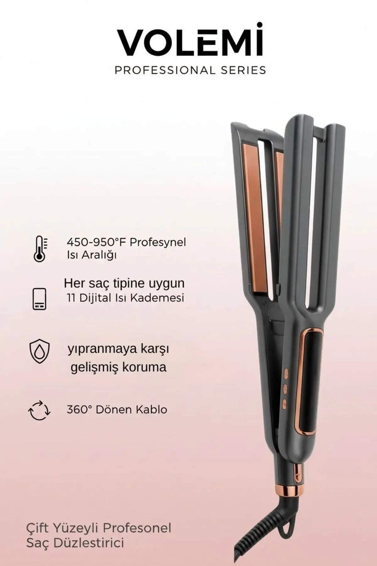 0097 Çift Plakalı Saç Düzleştirici | Hızlı Isınma, Dijital LED Ekran, Parlak ve Pürüzsüz Saçlar