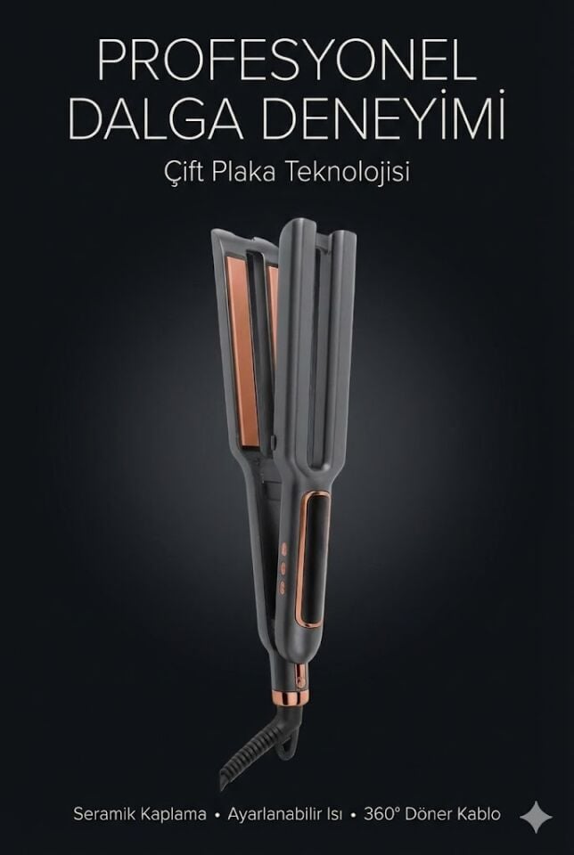 0097 Çift Plakalı Saç Düzleştirici | Hızlı Isınma, Dijital LED Ekran, Parlak ve Pürüzsüz Saçlar