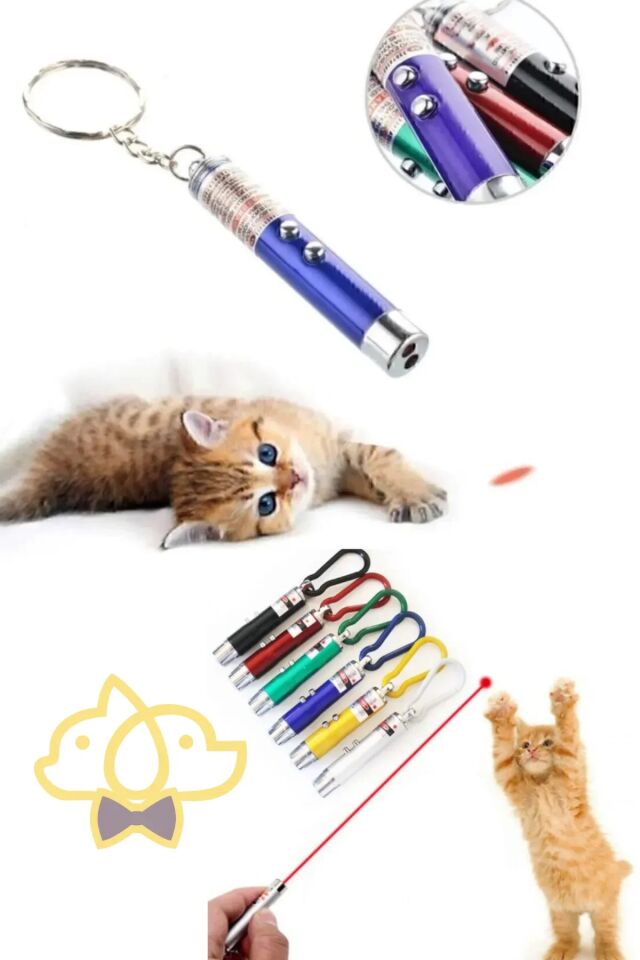 Kedi Lazeri Kırmızı Lazer Anahtarlık Kedi Oyun Lazeri Pil Dahil Kedi Oyuncağı