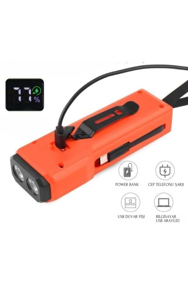 Deprem Çantası Için El Feneri-bisiklet Farı-dijital Ekran Powerbank-uzun Ömürlü Pil- Kamp Lambası