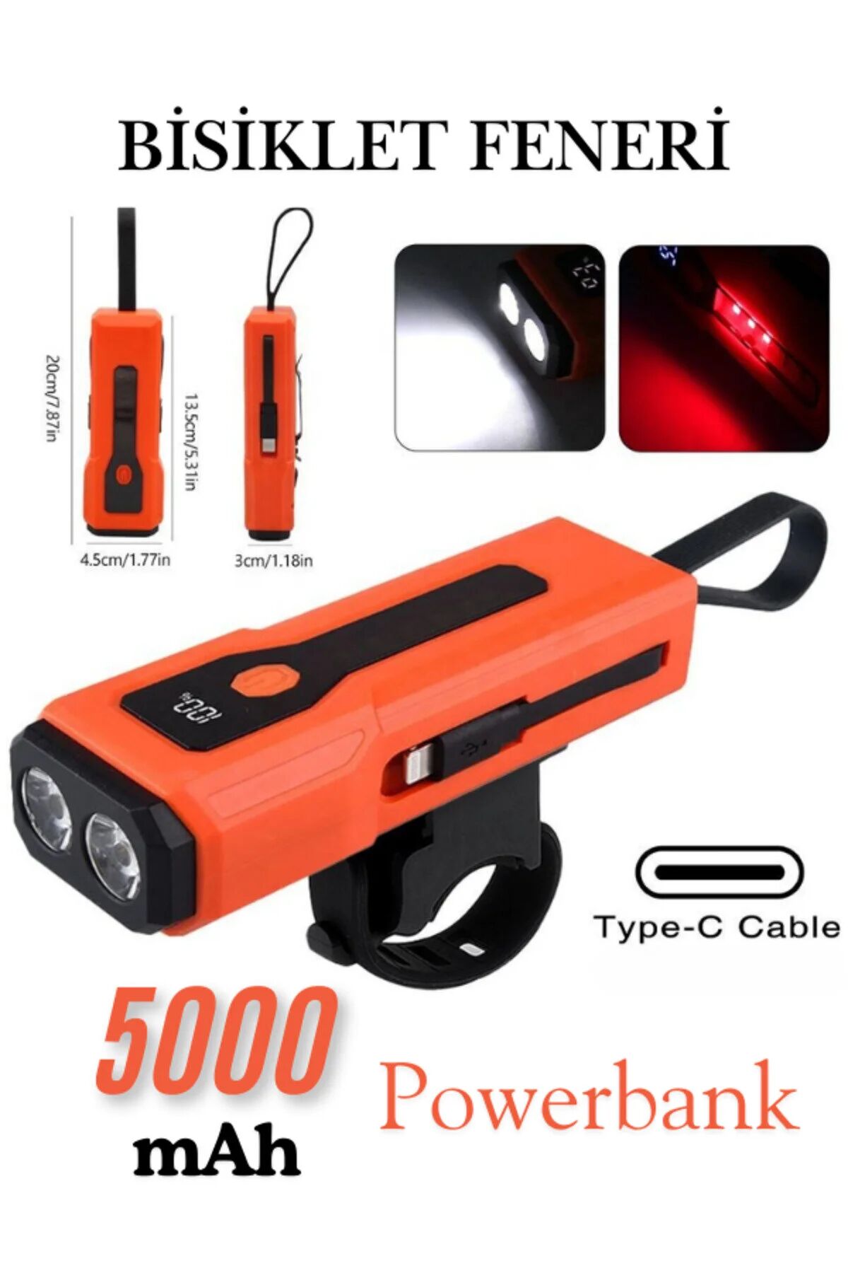 Deprem Çantası Için El Feneri-bisiklet Farı-dijital Ekran Powerbank-uzun Ömürlü Pil- Kamp Lambası