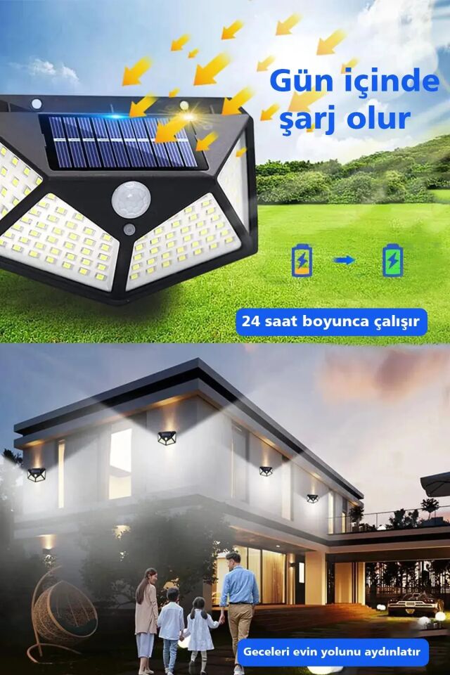 067 Güneş Enerjili Solar Lamba Aydınlatma Harekete Duyarlı Sensörlü Apartman İş Yeri Havuz Otopark Lamba