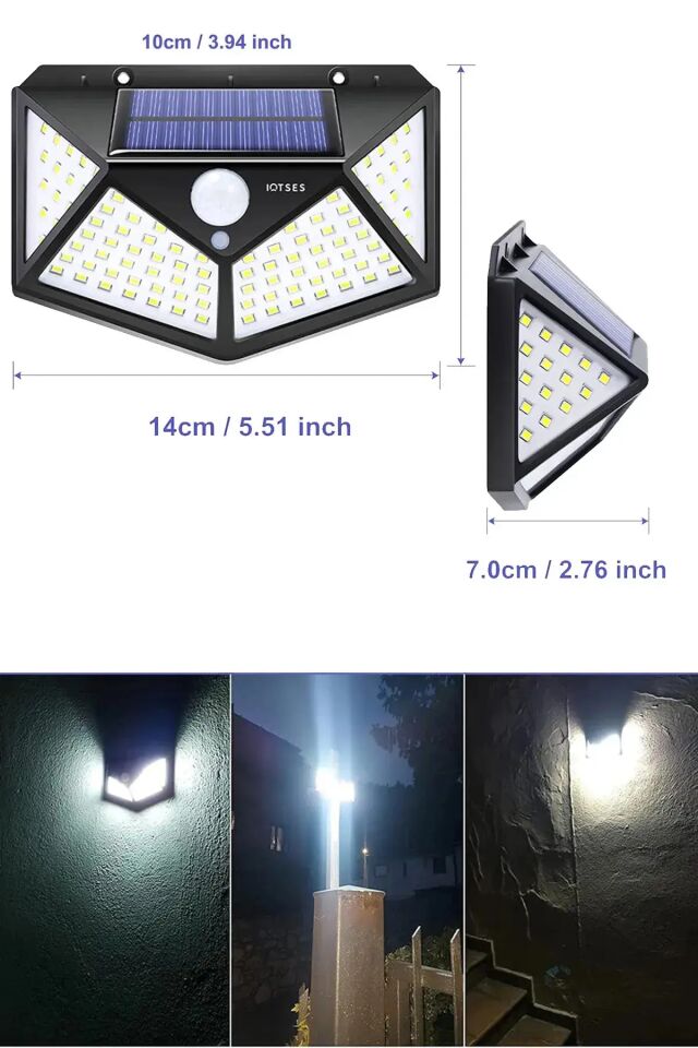 067 Güneş Enerjili Solar Lamba Aydınlatma Harekete Duyarlı Sensörlü Apartman İş Yeri Havuz Otopark Lamba