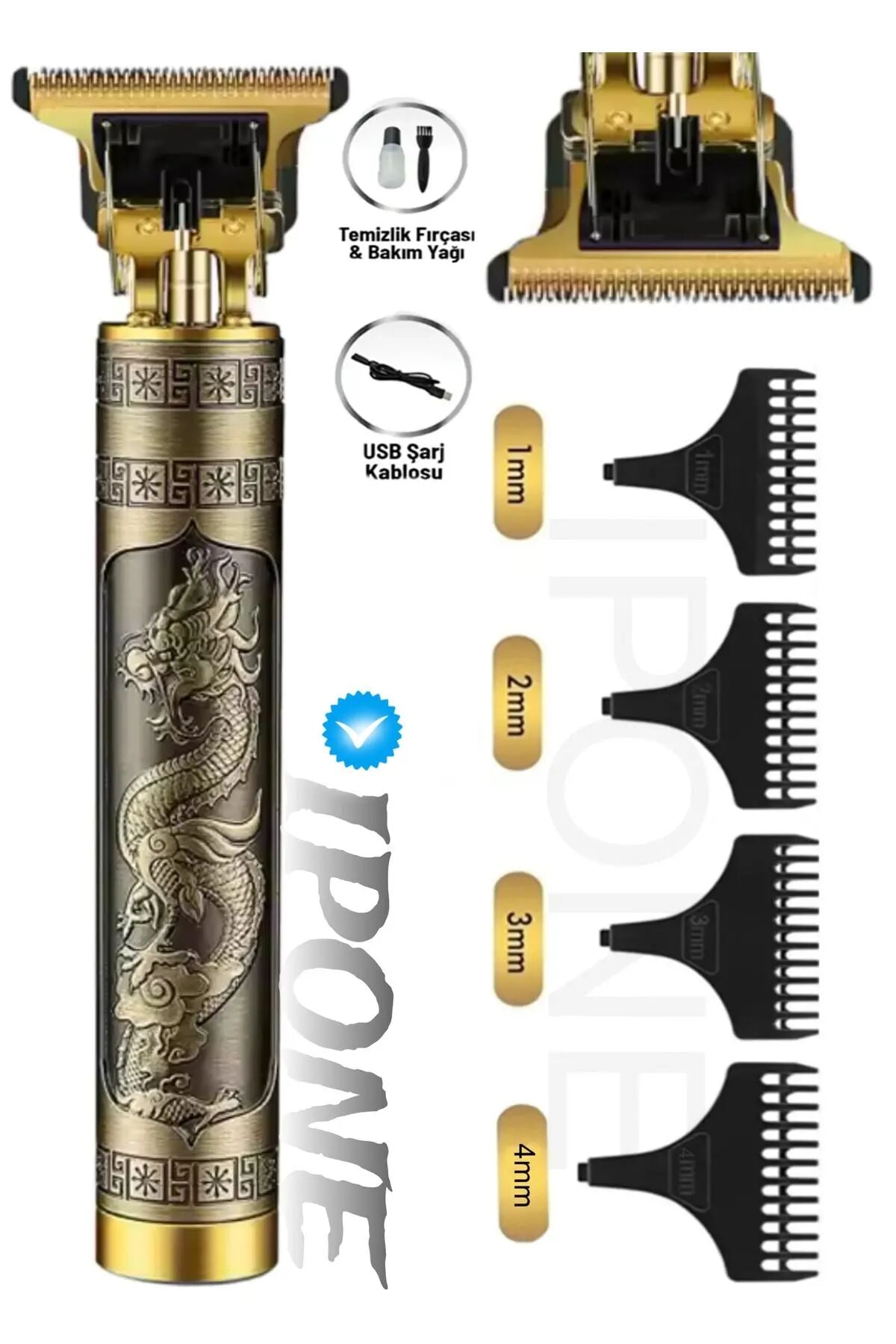 Dragon Heykelli Çelik Kasa Profesyonel Saç Sakal Ense Çizim Tüm Vücut Tüyü Lazer Öncesi Tıraş Makinesi.