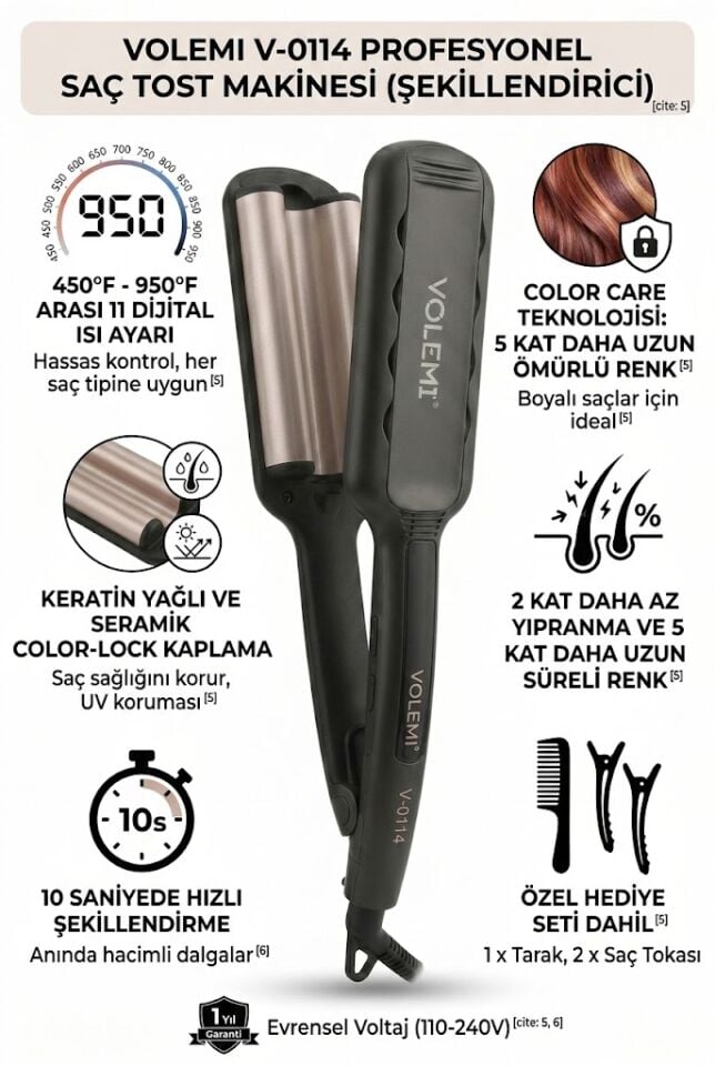 V-0114 Profesyonel 32mm Saç Tost Makinesi (Wag Maşası)