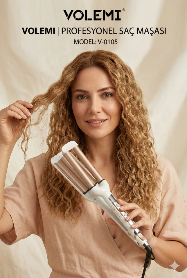 V-0105 Profesyonel Su Dalgası Saç Maşası Argan Yağlı Dijital Ekranlı