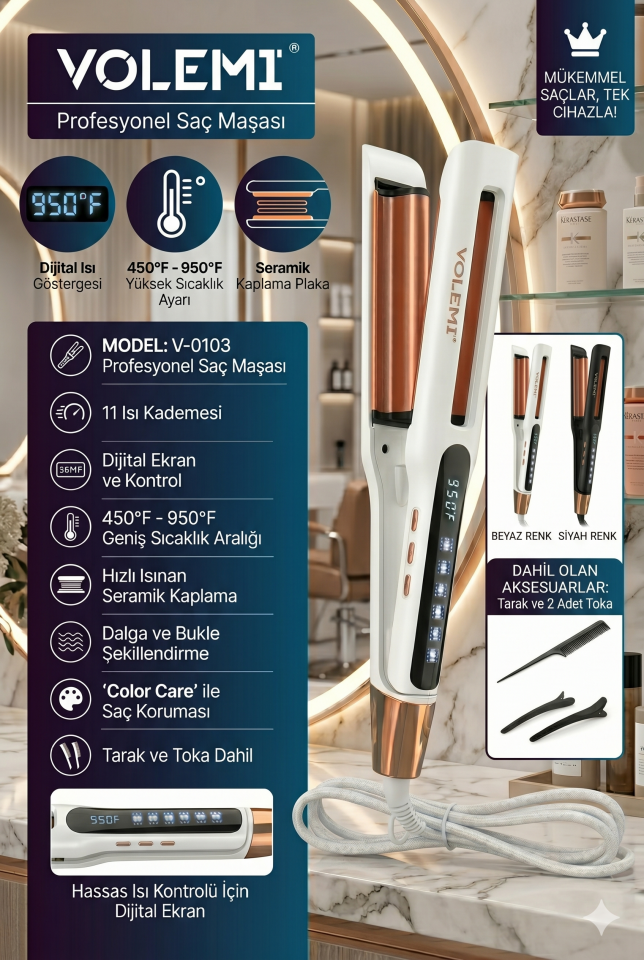 V-0103 Profesyonel Su Dalgası ve Wag Saç Maşası