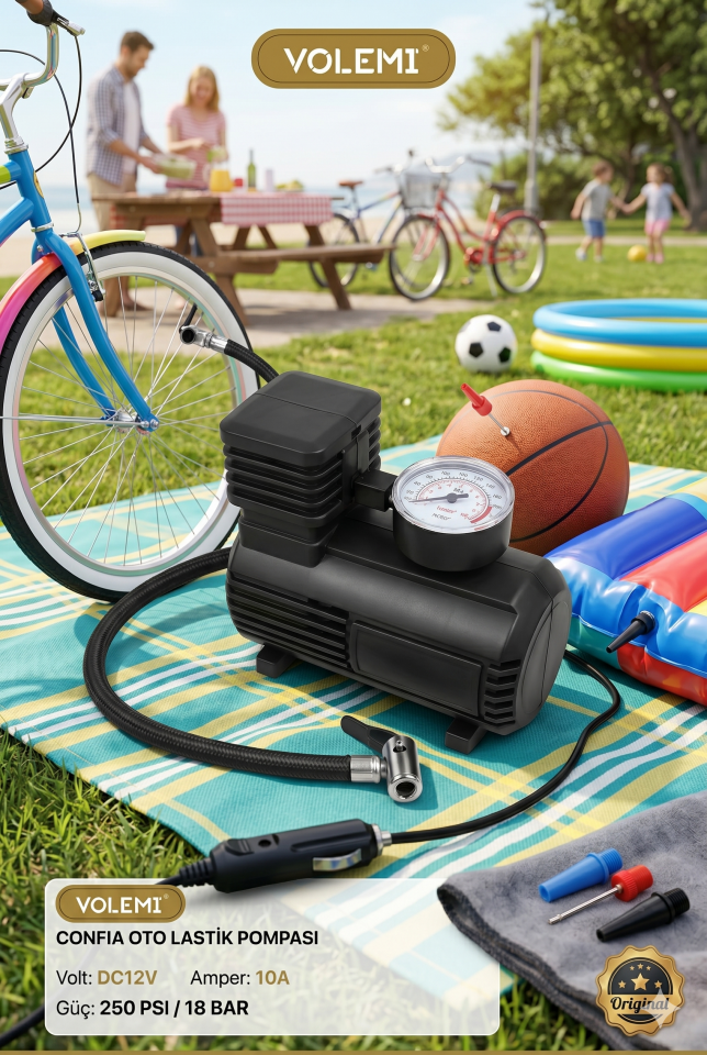 VM-724 Çok Amaçlı Araç Lastik Şişirme Pompası ve Hava Kompresörü - 12V / 250 PSI