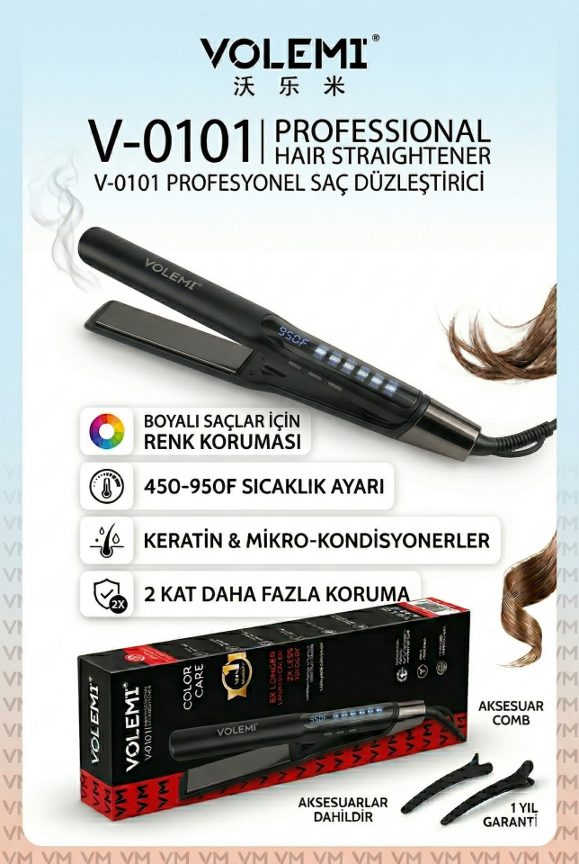 VOLEMİ V-0101 Profesyonel Saç Düzleştirici