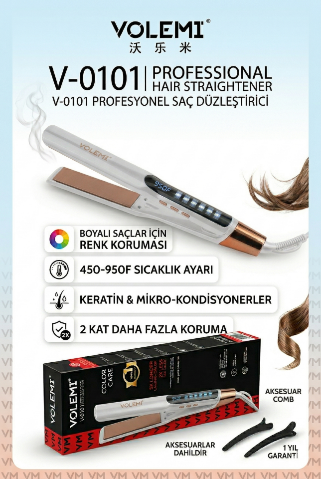 VOLEMİ V-0101 Profesyonel Saç Düzleştirici