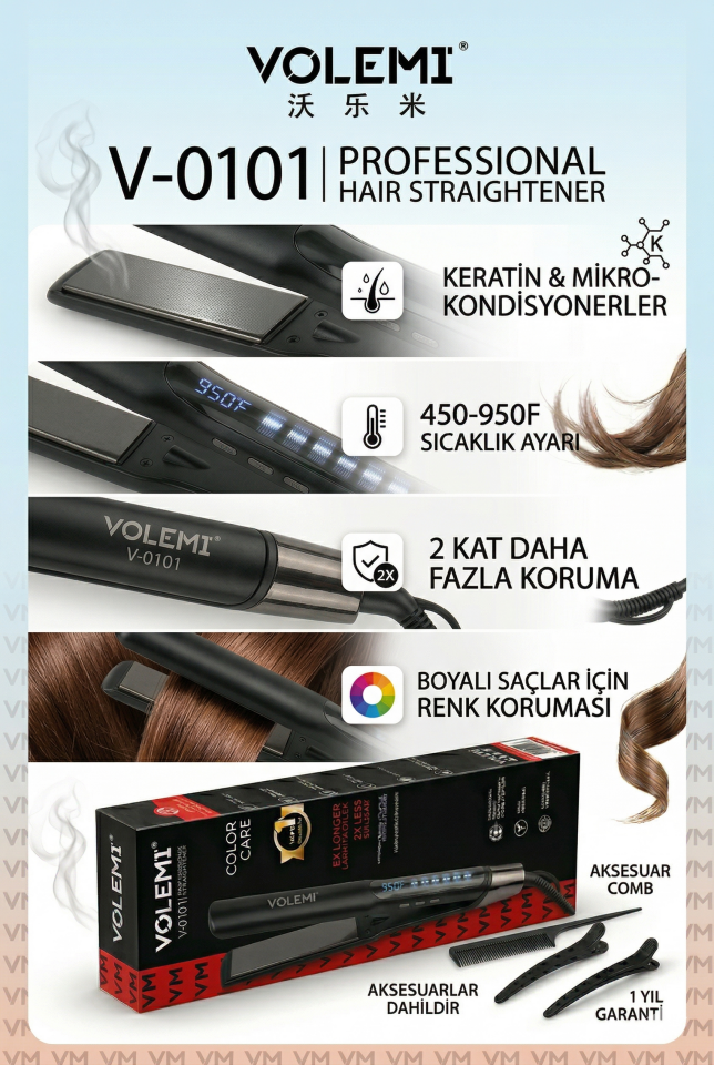 VOLEMİ V-0101 Profesyonel Saç Düzleştirici