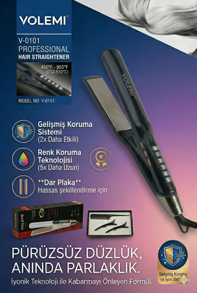 VOLEMİ V-0101 Profesyonel Saç Düzleştirici