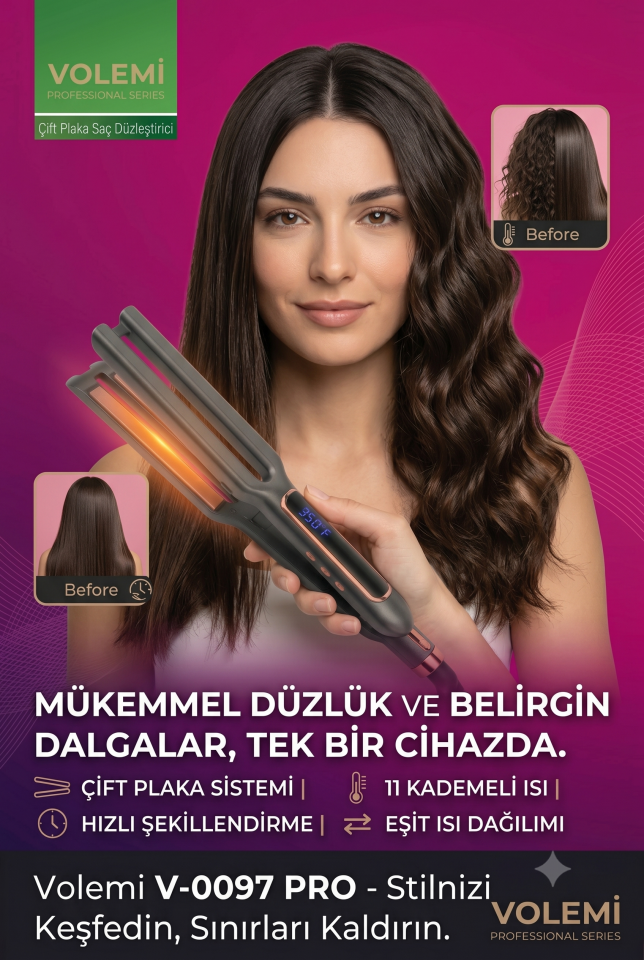 Volemi V-0097 Pro Çift Plaka Saç Düzleştirici