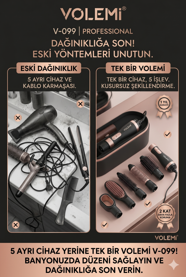 5'i 1 Arada Profesyonel Saç Şekillendirici Sıcak Hava Fırçası İyonik Fön Düzleştirici Bukle Seti saç kurutma