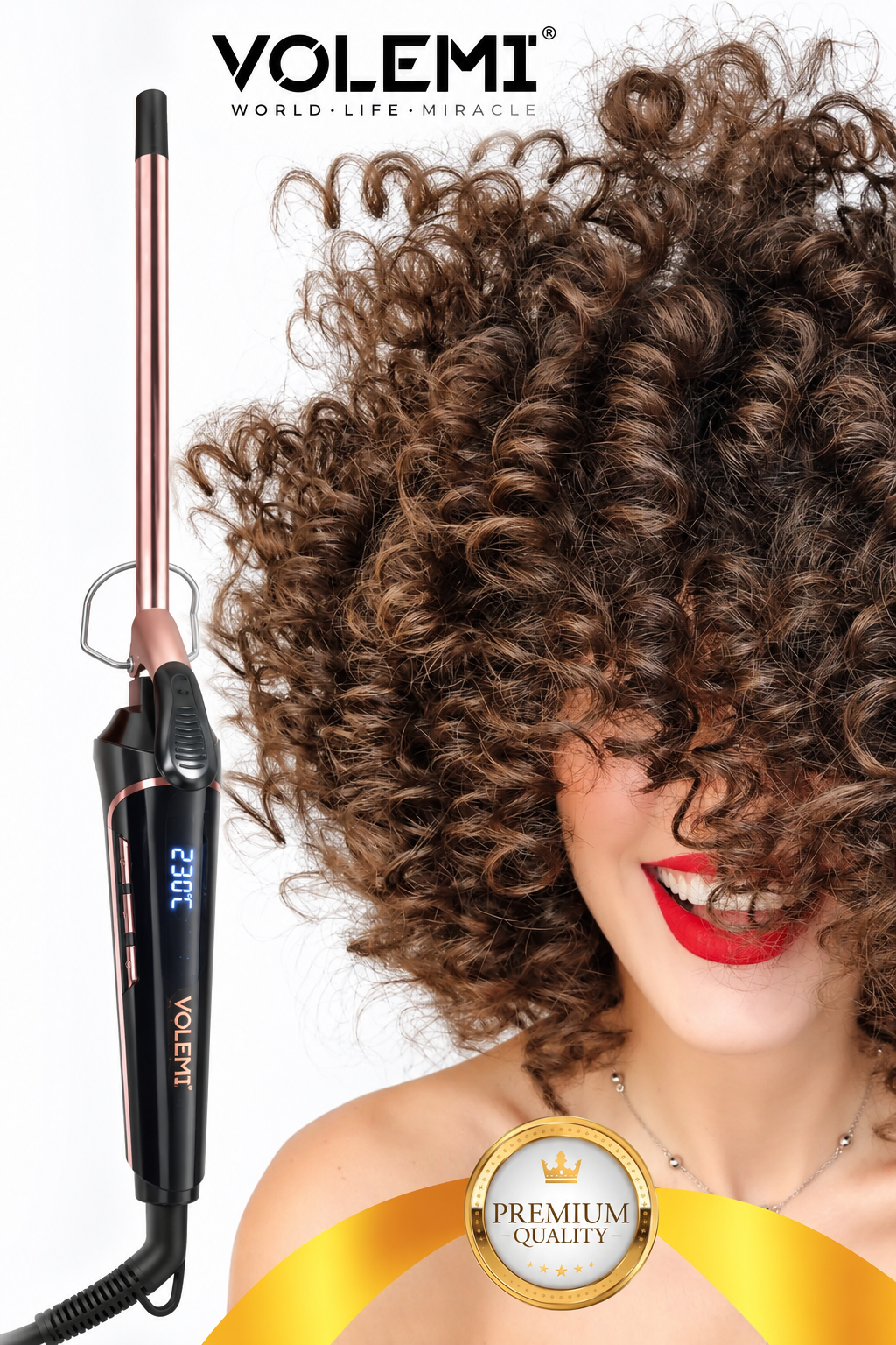 0115 Profesyonel 9 mm (Afro Dalga) İnce Maşa Seramik Saç Bukle Maşası 230°C 14 Dijital Isı Ayarlı Keratin Yağlı UV Korumalı saç maşası
