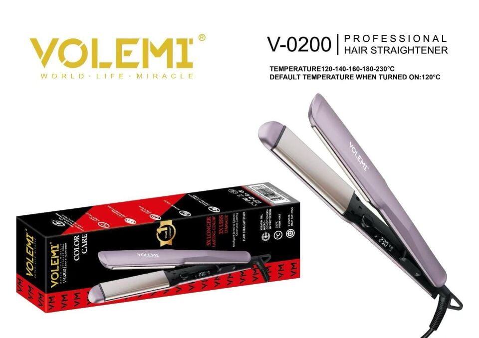 0200 Profesyonel Saç Düzleştirici – Seramik Plakalı, Dijital Ekranlı, 120°C-230°C Ayarlanabilir Isı, Hızlı Isınma