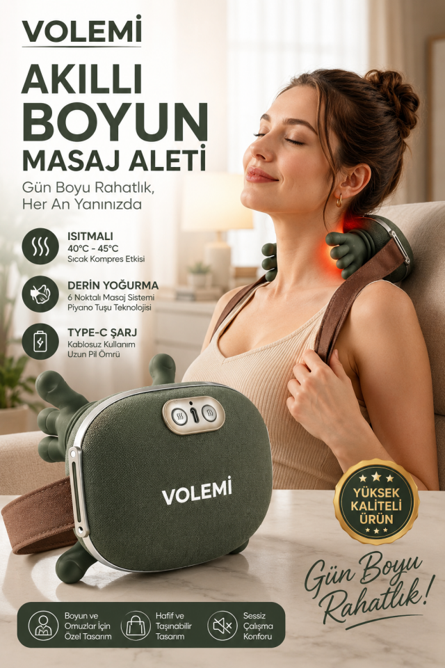Parmakla Yoğuran El Masaj Aleti Isıtmalı (Taşınabilir, Şarjlı) | Boyun, Sırt, Omuz, Bacak